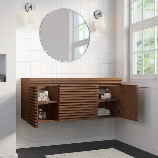 Alt view image 7 of 7 - Render 48" Single Sink Compatible (Not Included) Bathroom Vanity Cabinet Walnut EEI-5866-WAL