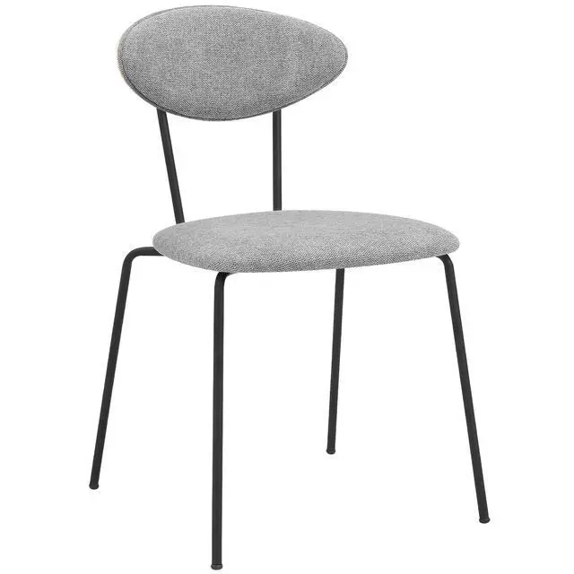 Alt view image 3 of 7 - Neo Modern Gray Fabric and Black Metal Dining Room Chairs - Set of 2