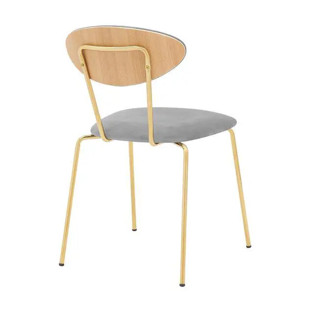 Alt view image 5 of 7 - Neo Modern Gray Fabric and Black Metal Dining Room Chairs - Set of 2