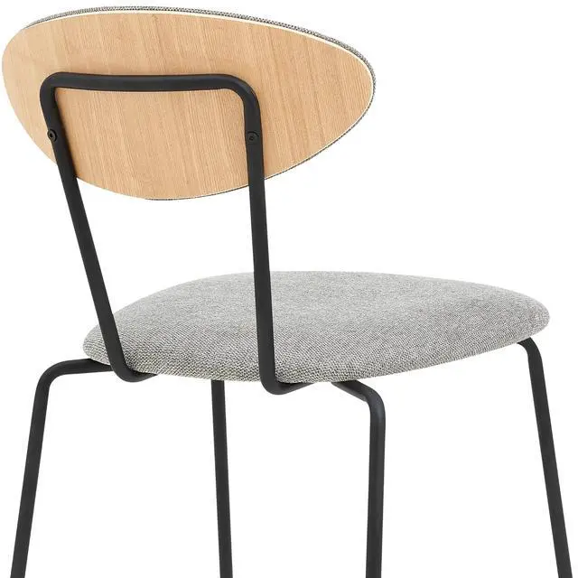 Alt view image 7 of 7 - Neo Modern Gray Fabric and Black Metal Dining Room Chairs - Set of 2