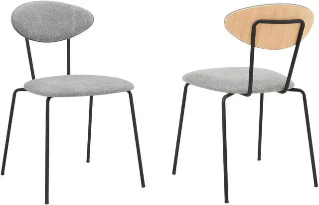 Main image of Neo Modern Gray Fabric and Black Metal Dining Room Chairs - Set of 2