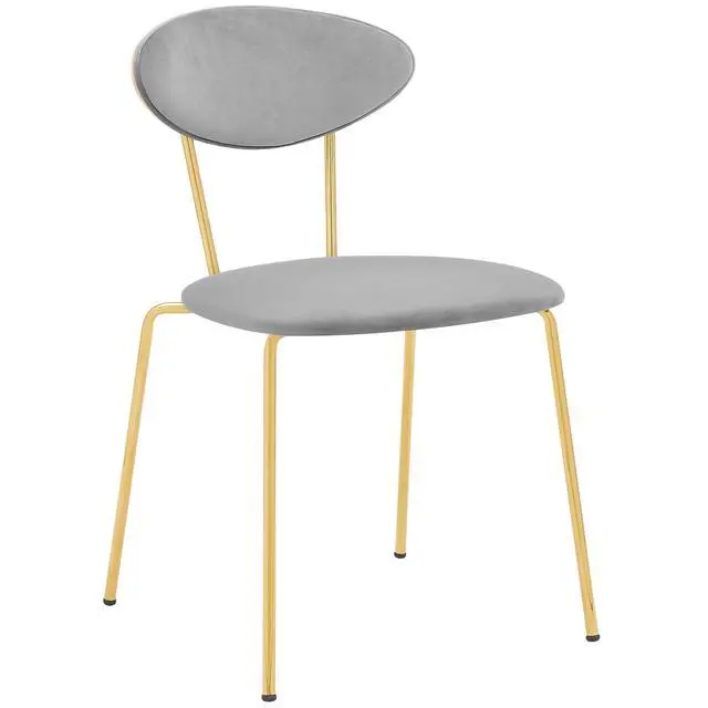 Alt view image 3 of 7 - Neo Modern Gray Velvet and Gold Metal Leg Dining Room Chairs - Set of 2