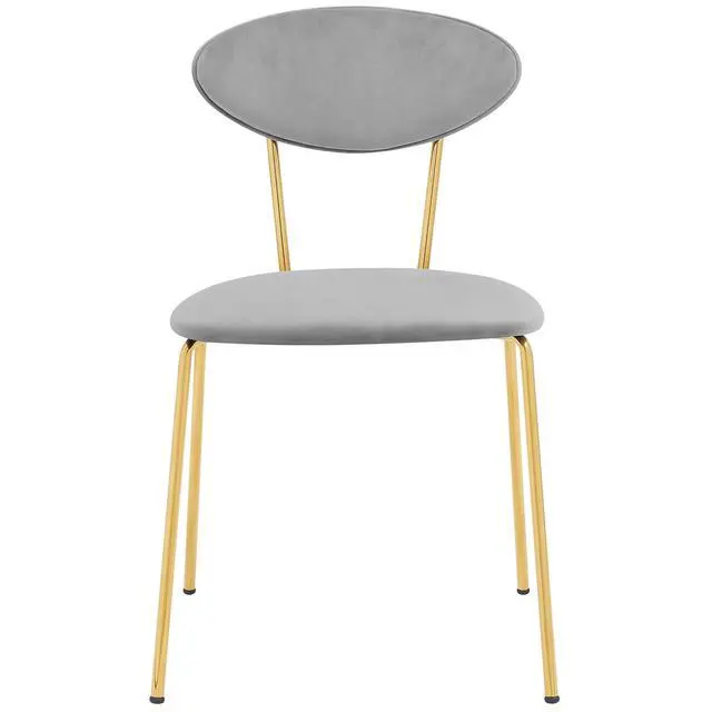 Alt view image 4 of 7 - Neo Modern Gray Velvet and Gold Metal Leg Dining Room Chairs - Set of 2