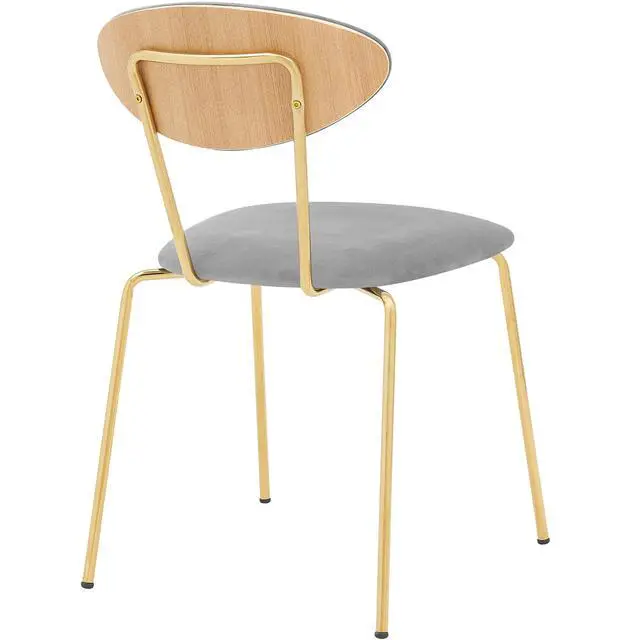 Alt view image 5 of 7 - Neo Modern Gray Velvet and Gold Metal Leg Dining Room Chairs - Set of 2