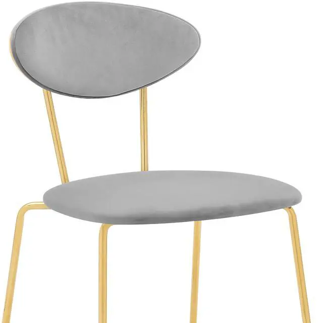 Alt view image 6 of 7 - Neo Modern Gray Velvet and Gold Metal Leg Dining Room Chairs - Set of 2