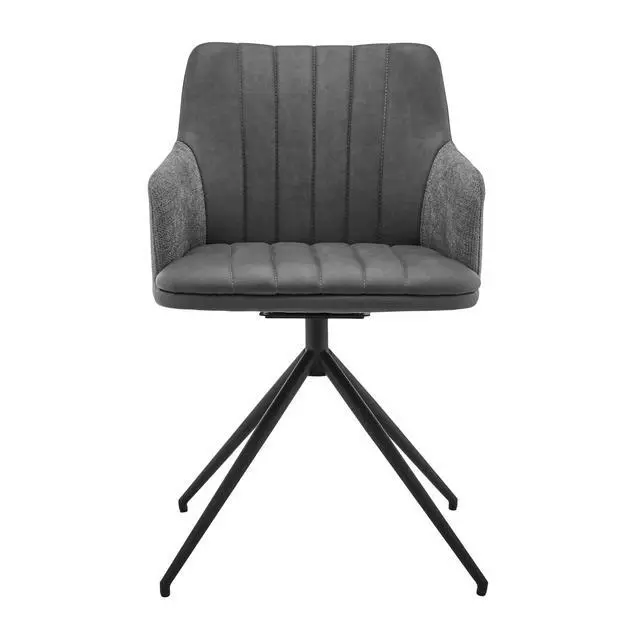 Alt view image 3 of 7 - Simone Modern Faux Leather and Fabric Metal Swivel Dining Room Chairs - Set of 2