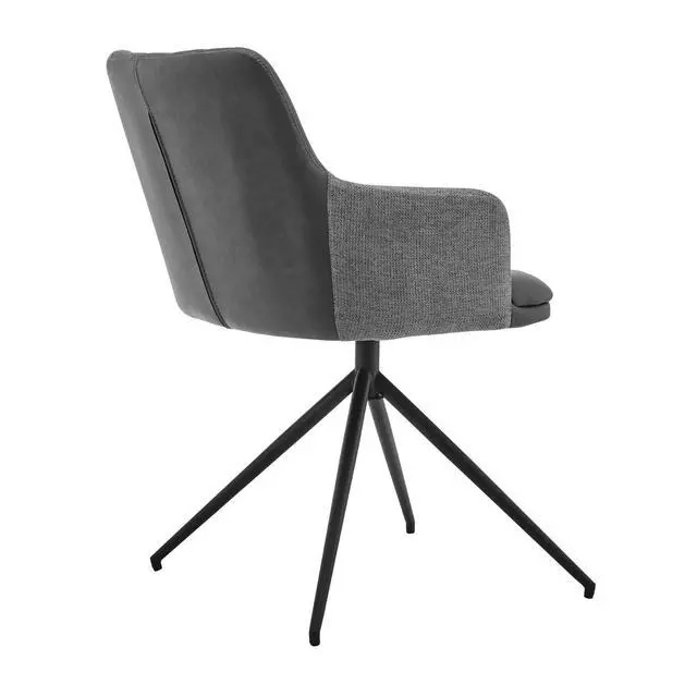 Alt view image 4 of 7 - Simone Modern Faux Leather and Fabric Metal Swivel Dining Room Chairs - Set of 2