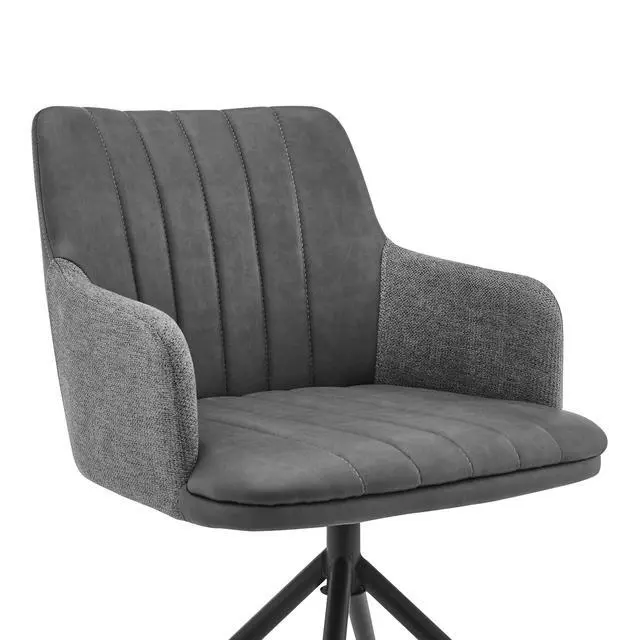 Alt view image 5 of 7 - Simone Modern Faux Leather and Fabric Metal Swivel Dining Room Chairs - Set of 2