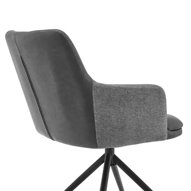 Alt view image 6 of 7 - Simone Modern Faux Leather and Fabric Metal Swivel Dining Room Chairs - Set of 2