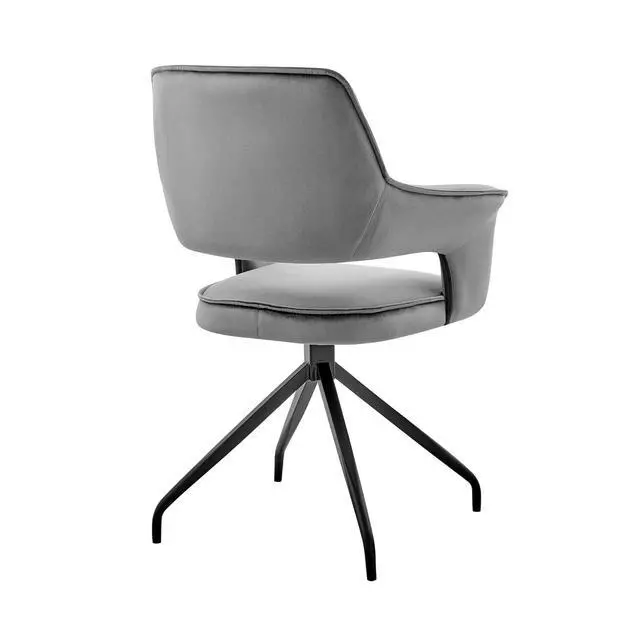 Alt view image 5 of 7 - Hadley Dining Room Accent Chair in Gray Velvet with Black Finish