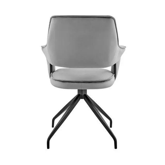 Alt view image 6 of 7 - Hadley Dining Room Accent Chair in Gray Velvet with Black Finish