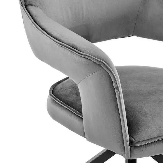 Alt view image 7 of 7 - Hadley Dining Room Accent Chair in Gray Velvet with Black Finish