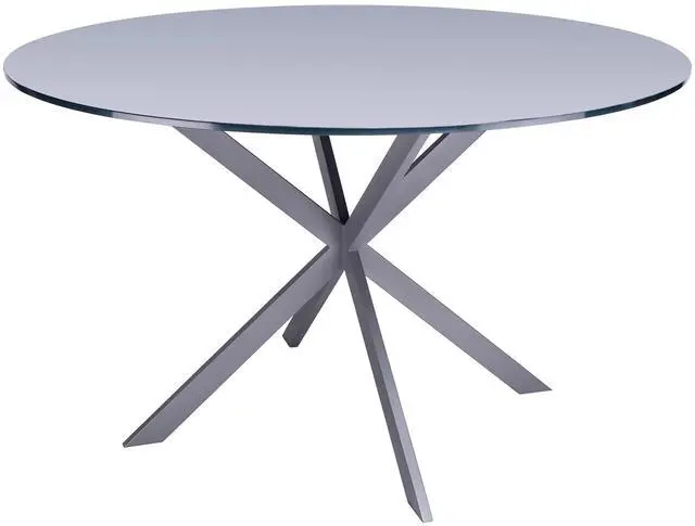 Main image of Mystere Modern Dining Table in Gray Powder Coated finish with Gray Tempered Glass Top