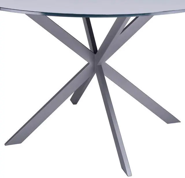 Alt view image 4 of 4 - Mystere Modern Dining Table in Gray Powder Coated finish with Gray Tempered Glass Top