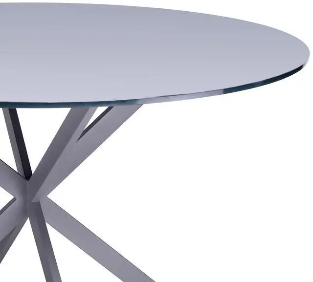 Alt view image 3 of 4 - Mystere Modern Dining Table in Gray Powder Coated finish with Gray Tempered Glass Top