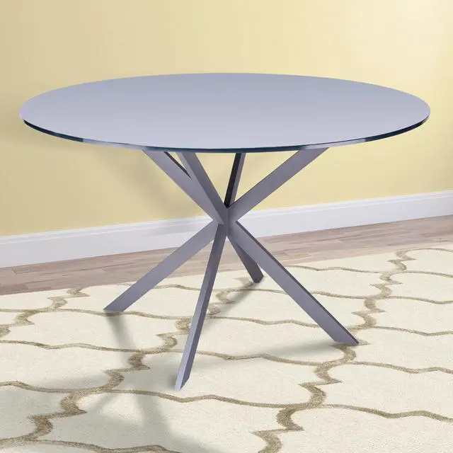 Alt view image 2 of 4 - Mystere Modern Dining Table in Gray Powder Coated finish with Gray Tempered Glass Top