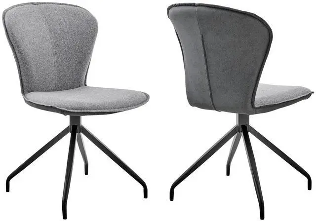 Main image of Petrie Dining Room Accent Chair in Gray Fabric and Faux Leather with Black Finish - Set of 2