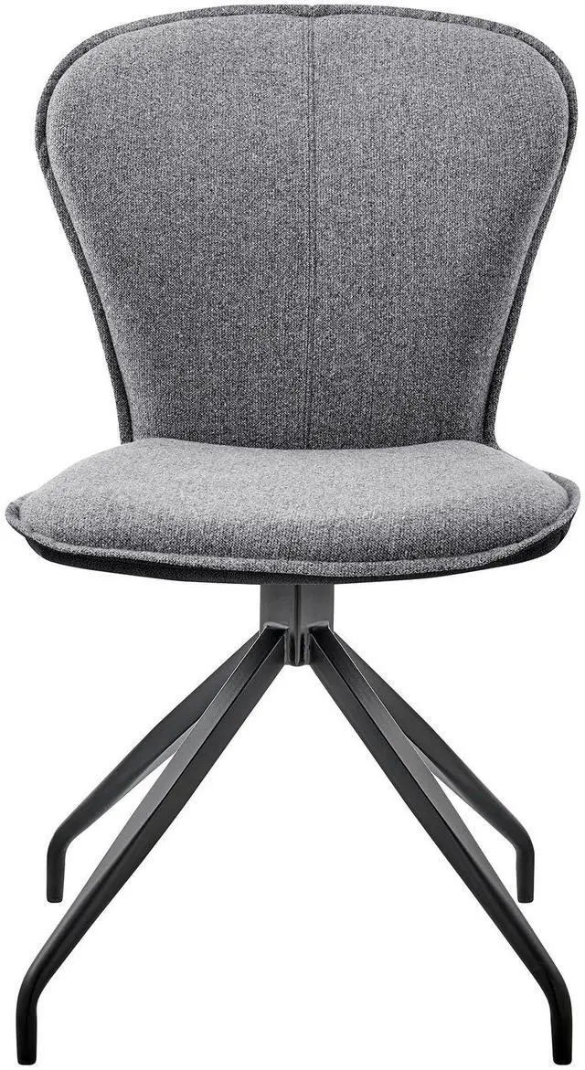 Alt view image 3 of 7 - Petrie Dining Room Accent Chair in Gray Fabric and Faux Leather with Black Finish - Set of 2