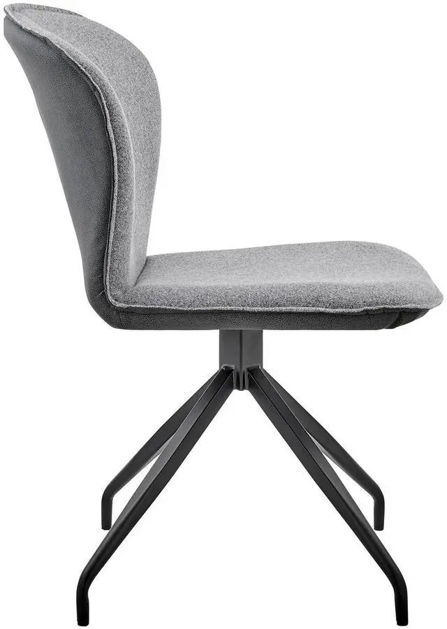 Alt view image 4 of 7 - Petrie Dining Room Accent Chair in Gray Fabric and Faux Leather with Black Finish - Set of 2