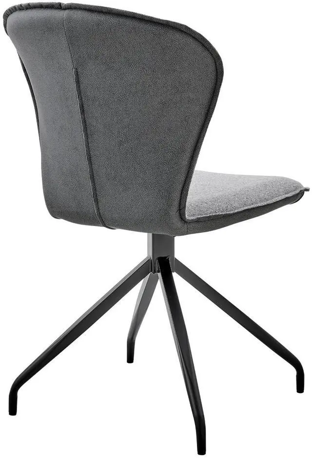 Alt view image 5 of 7 - Petrie Dining Room Accent Chair in Gray Fabric and Faux Leather with Black Finish - Set of 2