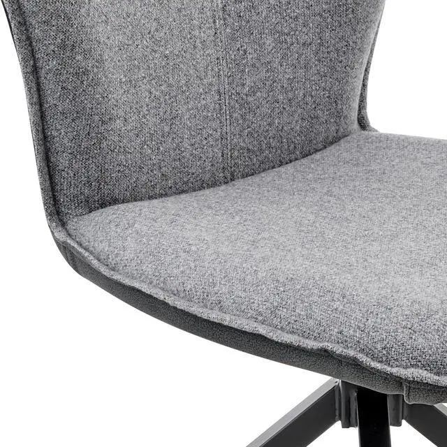 Alt view image 7 of 7 - Petrie Dining Room Accent Chair in Gray Fabric and Faux Leather with Black Finish - Set of 2