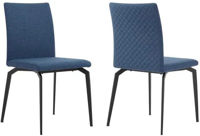 Main image of Lyon Blue Fabric and Metal Dining Room Chairs - Set of 2