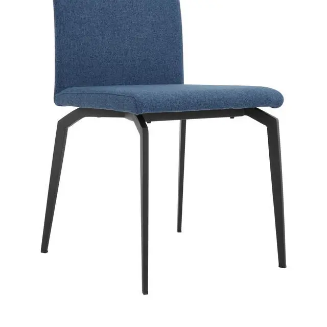 Alt view image 5 of 7 - Lyon Blue Fabric and Metal Dining Room Chairs - Set of 2