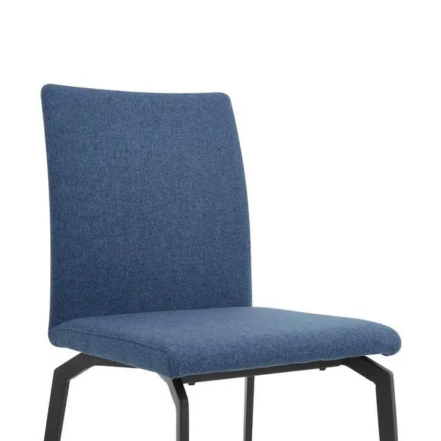 Alt view image 6 of 7 - Lyon Blue Fabric and Metal Dining Room Chairs - Set of 2
