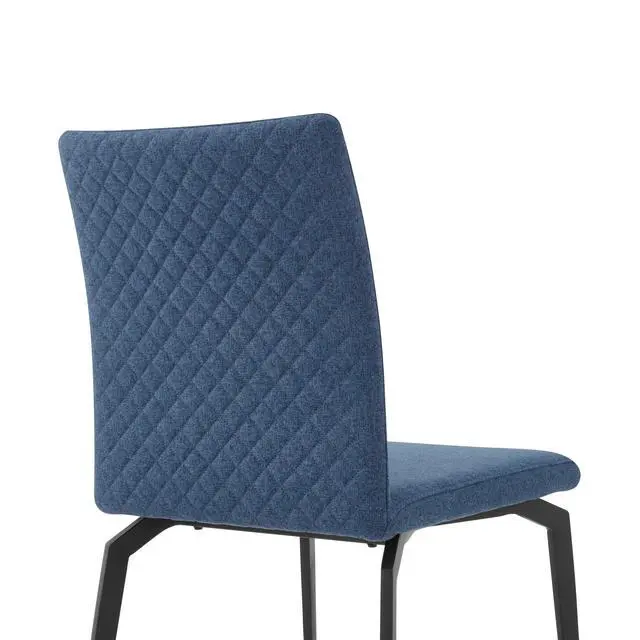 Alt view image 7 of 7 - Lyon Blue Fabric and Metal Dining Room Chairs - Set of 2