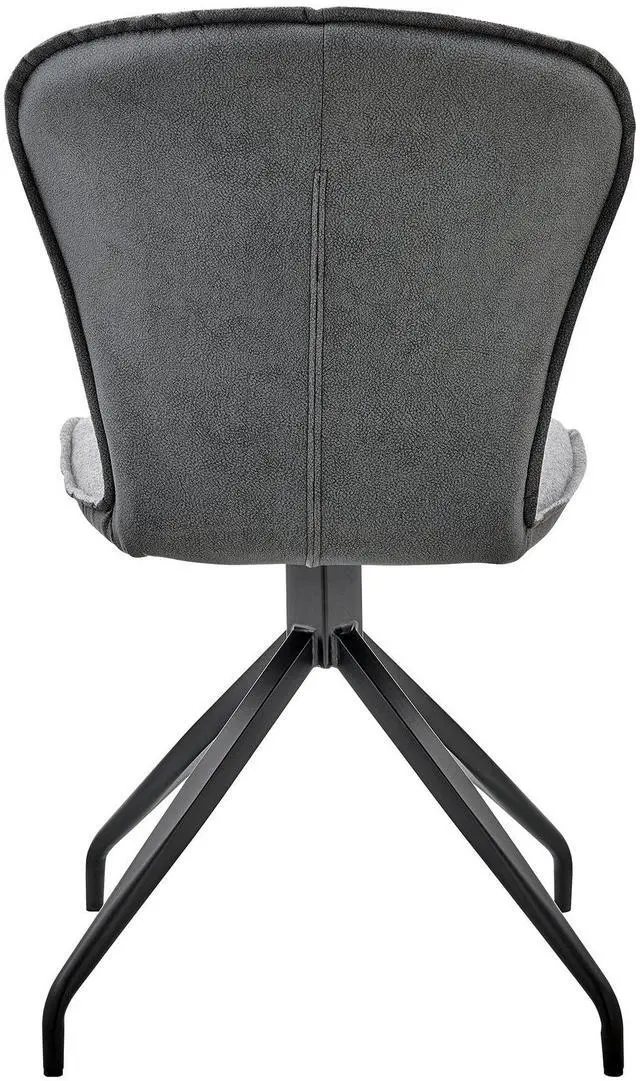 Alt view image 6 of 7 - Petrie Dining Room Accent Chair in Gray Fabric and Faux Leather with Black Finish - Set of 2