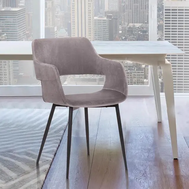 Alt view image 2 of 6 - Ariana Mid-Century Gray Open Back Dining Accent Chair