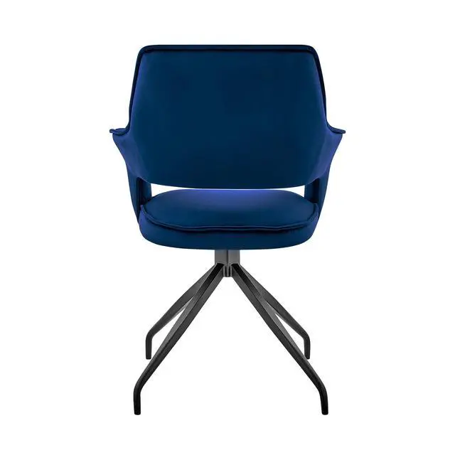 Alt view image 6 of 7 - Hadley Dining Room Accent Chair in Blue Velvet with Black Finish