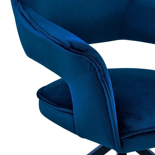Alt view image 7 of 7 - Hadley Dining Room Accent Chair in Blue Velvet with Black Finish