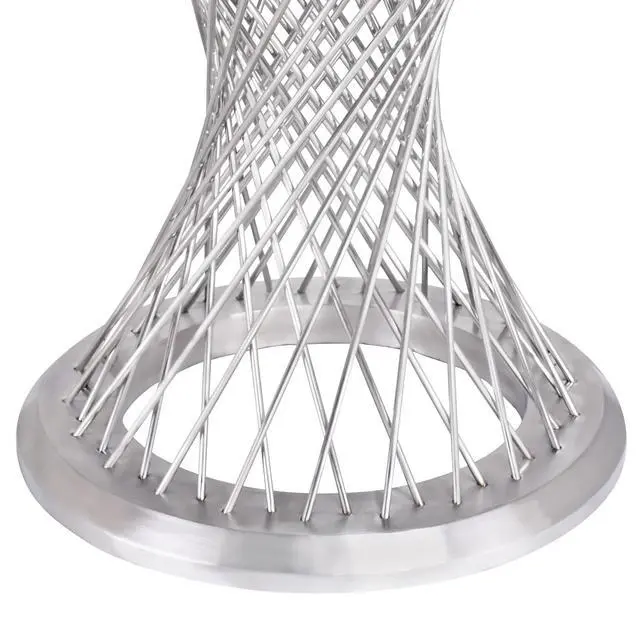 Alt view image 4 of 6 - Calypso Contemporary Dining Table in Brushed Stainless Steel with Clear Tempered Glass Top