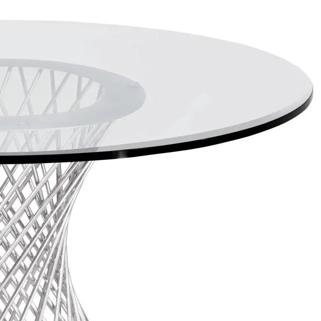 Alt view image 3 of 6 - Calypso Contemporary Dining Table in Brushed Stainless Steel with Clear Tempered Glass Top