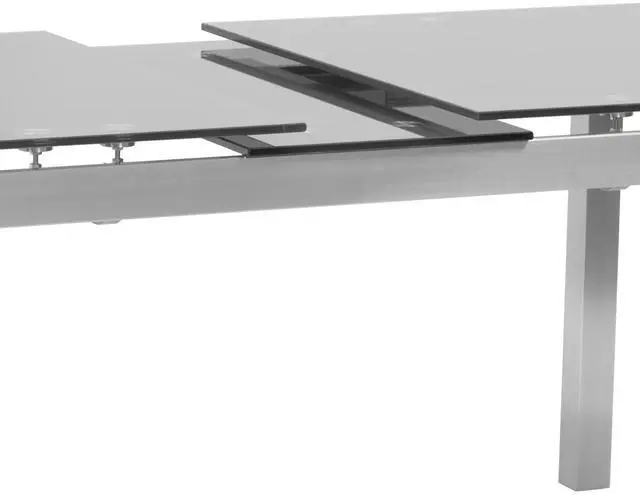 Alt view image 6 of 7 - Ivan Extension Dining Table in Brushed Stainless Steel and Gray Tempered Glass Top