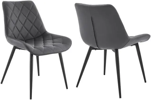 Main image of Loralie Gray Faux Leather and Black Metal Dining Chairs - Set of 2