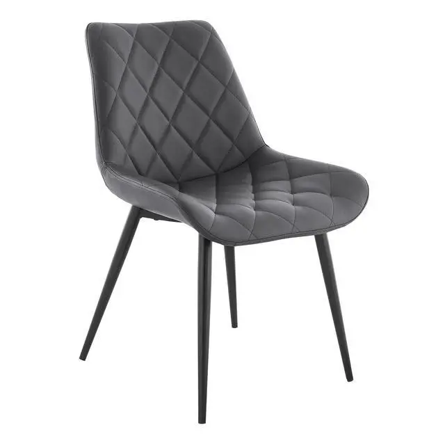 Alt view image 3 of 7 - Loralie Gray Faux Leather and Black Metal Dining Chairs - Set of 2