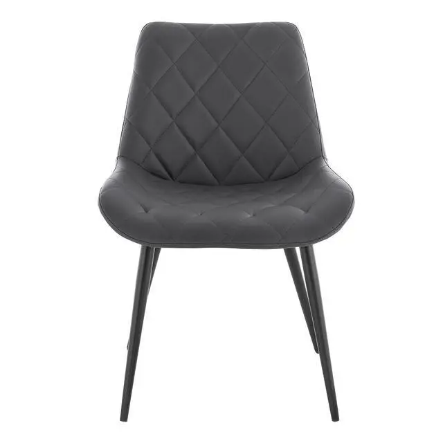 Alt view image 4 of 7 - Loralie Gray Faux Leather and Black Metal Dining Chairs - Set of 2