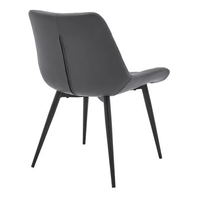 Alt view image 5 of 7 - Loralie Gray Faux Leather and Black Metal Dining Chairs - Set of 2