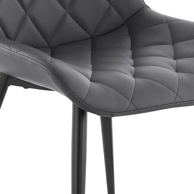 Alt view image 7 of 7 - Loralie Gray Faux Leather and Black Metal Dining Chairs - Set of 2