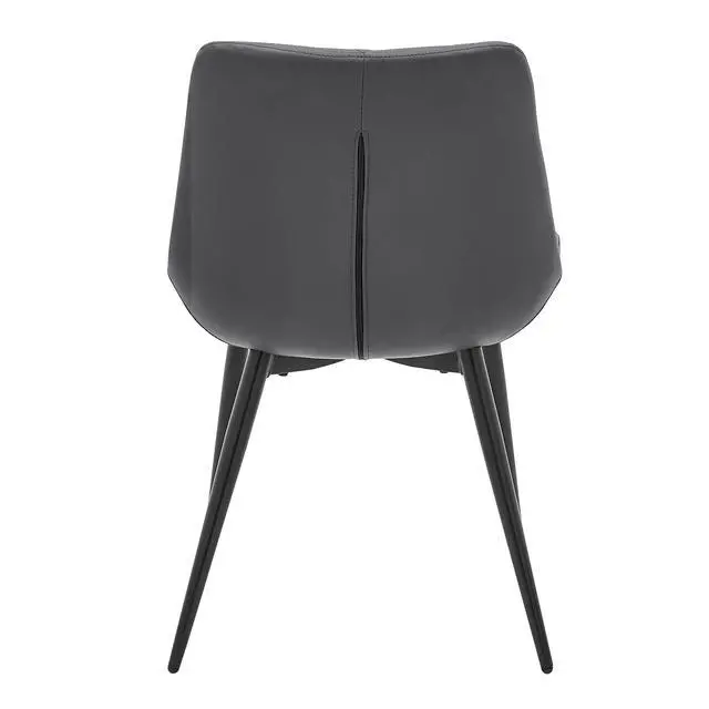 Alt view image 6 of 7 - Loralie Gray Faux Leather and Black Metal Dining Chairs - Set of 2