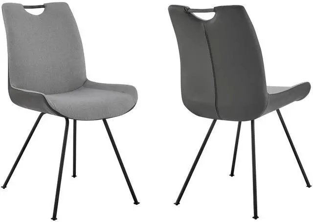 Main image of Coronado Contemporary Dining Chair in Gray Powder Coated Finish and Pewter Fabric - Set of 2