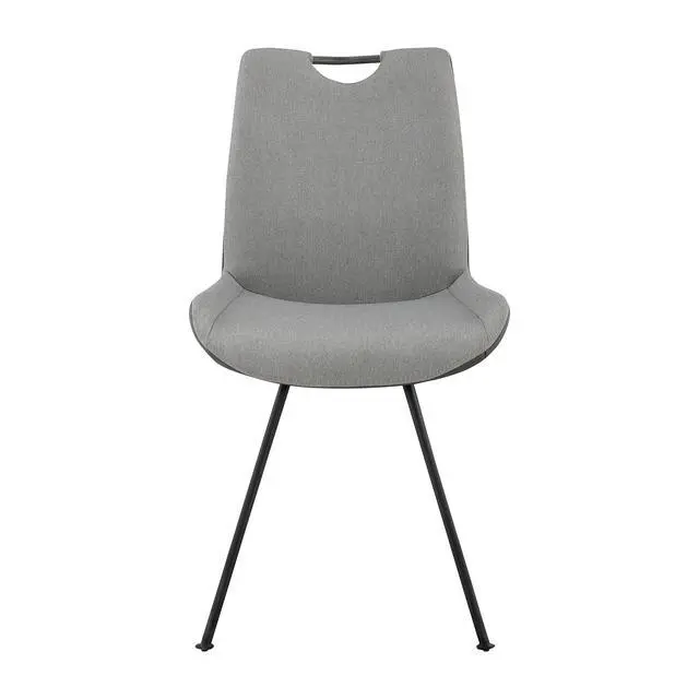 Alt view image 4 of 7 - Coronado Contemporary Dining Chair in Gray Powder Coated Finish and Pewter Fabric - Set of 2