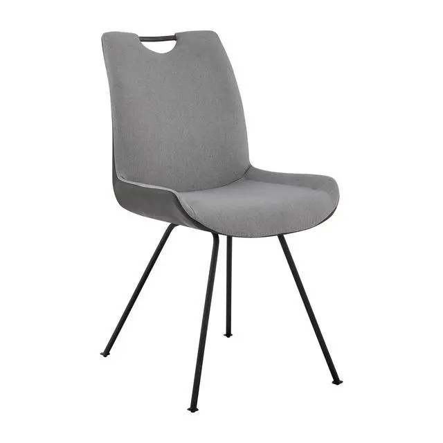 Alt view image 3 of 7 - Coronado Contemporary Dining Chair in Gray Powder Coated Finish and Pewter Fabric - Set of 2