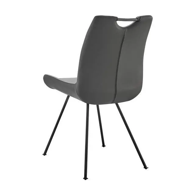 Alt view image 6 of 7 - Coronado Contemporary Dining Chair in Gray Powder Coated Finish and Pewter Fabric - Set of 2