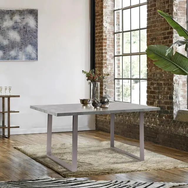 Alt view image 2 of 7 - Fenton Dining Table with Cement Gray Laminate Top and Brushed Stainless Steel Base
