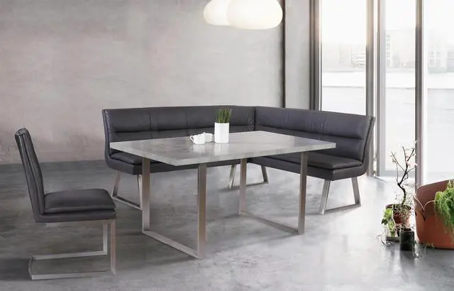 Alt view image 7 of 7 - Fenton Dining Table with Cement Gray Laminate Top and Brushed Stainless Steel Base