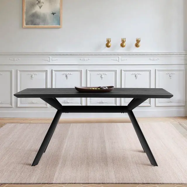 Alt view image 2 of 6 - Margot Dark Gray Rectangular Dining Table with Black Finish