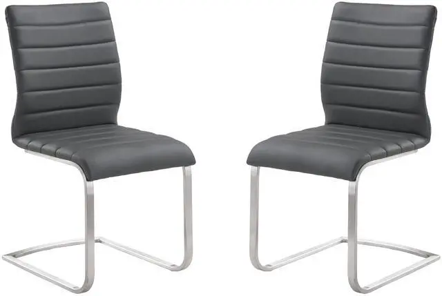 Main image of Fusion Contemporary Side Chair In Gray and Stainless Steel - Set of 2